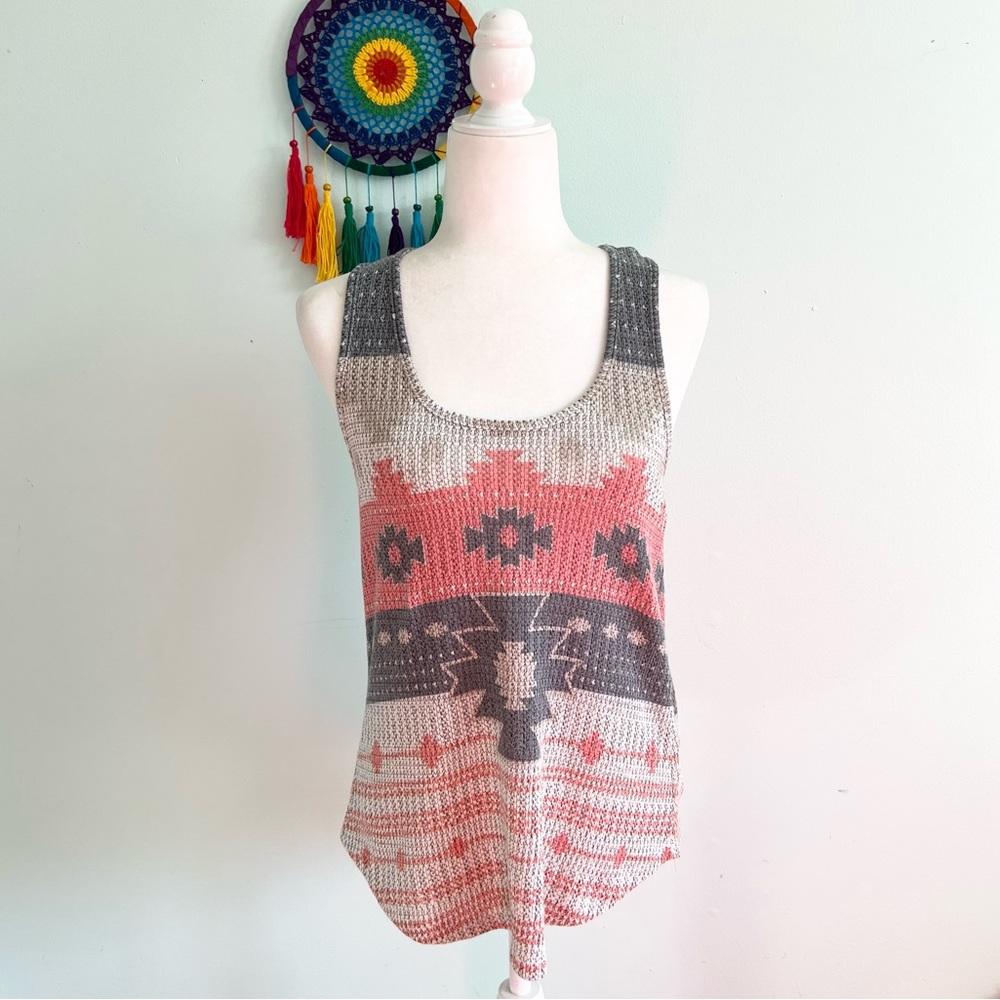 Blu Planet Knit Boho Sleeveless Racerback Tank Top Size Large